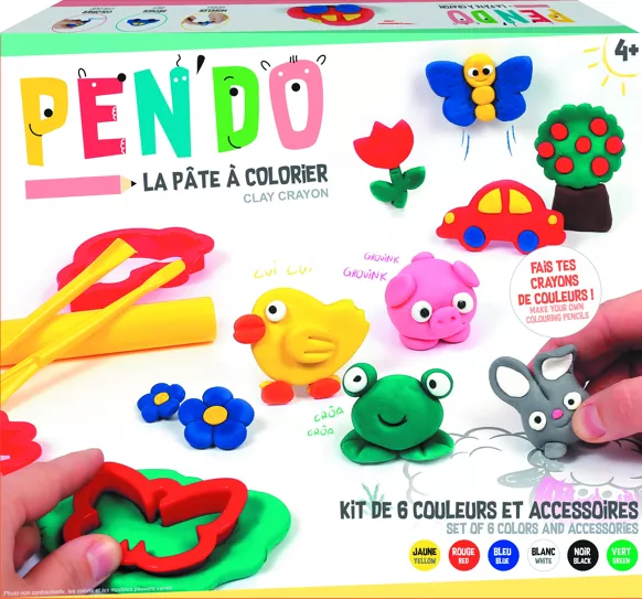Pen’do boite de 6 couleurs + accessoires – La pâte à colorier.