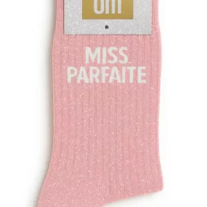 Chaussettes à Paillettes « Miss Parfaite » Rose – Taille 36-40.