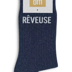 Chaussettes à Paillettes « Rêveuse » Marine – Taille 36-40.