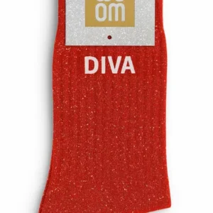 Chaussettes à Paillettes « Diva » Rouge – Taille 36-40.