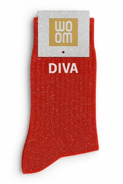 Chaussettes à Paillettes « Diva » Rouge – Taille 36-40.