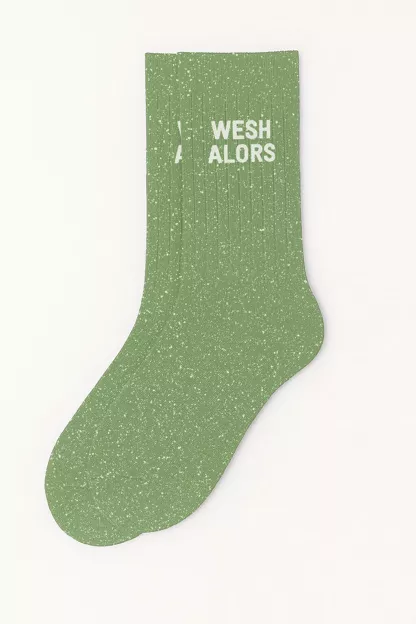 Chaussettes à Paillettes "Wesh Alors" - Vert Amande - Taille 36-40. - Image 2