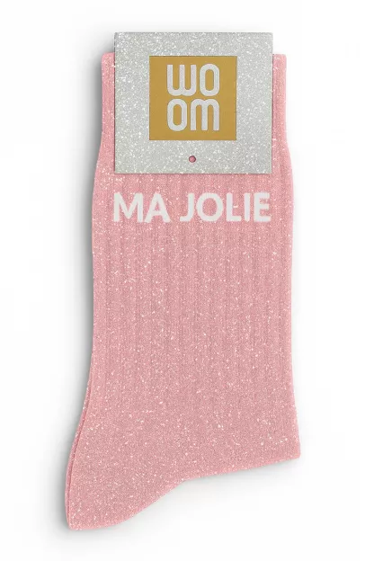 Chaussettes à Paillettes « Ma Jolie » Rose (Collection Jul)- Taille 36-40.