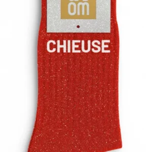 Chaussettes à Paillettes « Chieuse » Rouge – Taille 36-40