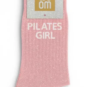 Chaussettes à Paillettes « Pilates Girl » – Rose – Taille 36-40.