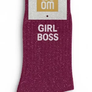 Chaussettes à Paillettes « Girl Boss » Violet -Taille 36-40.