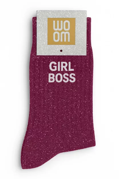 Chaussettes à Paillettes « Girl Boss » Violet -Taille 36-40.