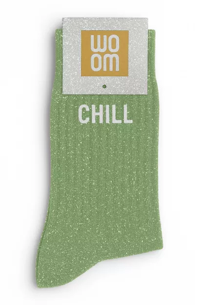 Chaussettes à Paillettes « Chill » Vert Amande – Taille 36-40.
