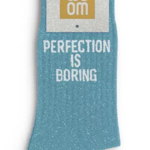 Chaussettes à Paillettes « Perfection is Boring » Turquoise – Taille 36-40.