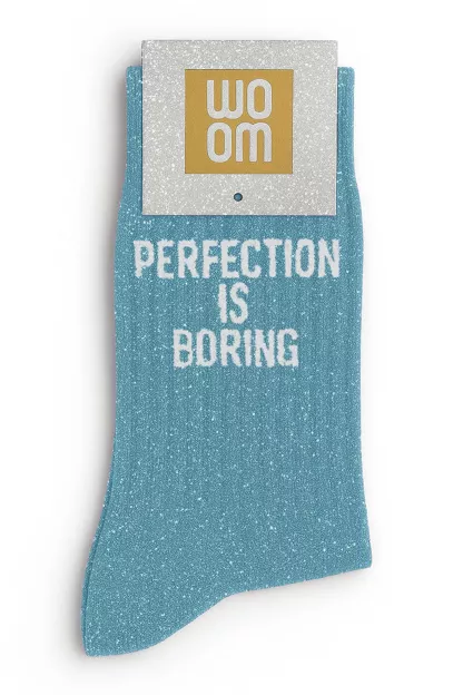Chaussettes à Paillettes « Perfection is Boring » Turquoise – Taille 36-40.