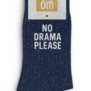 Chaussettes à Paillettes  » No Drama please » Marine – Taille 36-40.