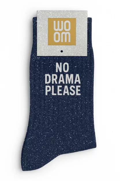 Chaussette à Paillettes « No Drama Please » Marine – Taille 36-40.