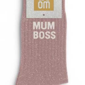 Chaussettes à Paillettes « Mum Boss » Rose Gold – Taille 36-40.