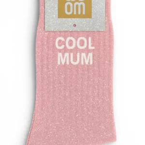 Chaussettes à Paillettes « Cool Mum » Rose -Taille 36-40.