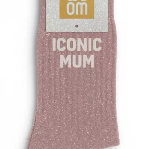 Chaussettes à Paillettes « Iconic Mum » Rose Gold – Taille 36-40.