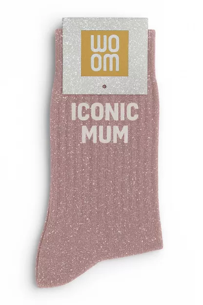Chaussettes à Paillettes « Iconic Mum » Rose Gold – Taille 36-40.