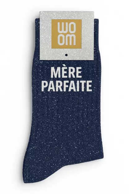 Chaussettes à Paillettes « Mère Parfaite » Marine – Taille 36-40.
