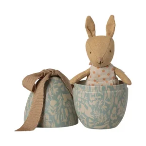 Maileg Œuf de Pâques avec lapin Micro, Petit – Bleu poudré.