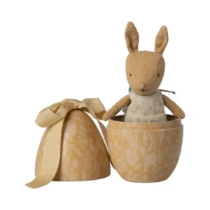Maileg Œuf de Pâques avec lapin Micro, Petit – Jaune crème.
