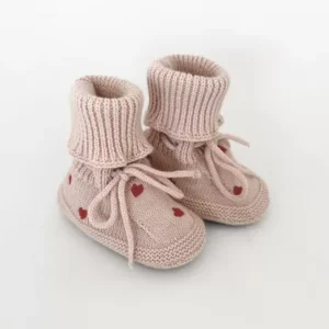 Chaussons Coeurs 0-3 mois, 100% coton Bio.