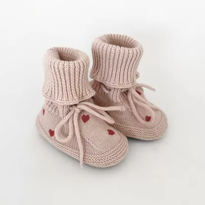 Chaussons Coeurs 0-3 mois, 100% coton Bio.