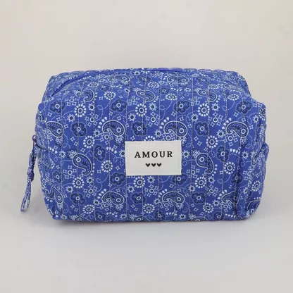 Trousse (grande) AMOUR et 3 coeurs – Bandana Bleu.
