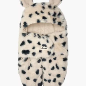 Minikane Chancelière poussette poupée Jeannot en fausse fourrure dalmatien.