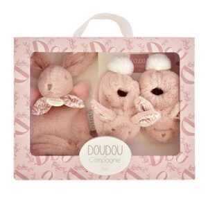 Coffret cadeau Chaussons et Doudou Rose 15 cm – Doudou et compagnie.