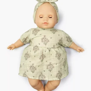 Minikane Poupée Cuties  Émilie 36cm et son ensemble robe Faustine en gaze de coton Fleurs des champs