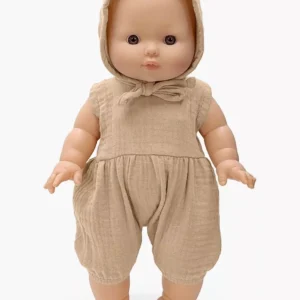 Minikane Poupon Gordis vintage 34cm Louis et son ensemble Noa en gaze de coton latté.