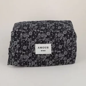 Trousse (grande) AMOUR et 3 coeurs – Bandana Noir.