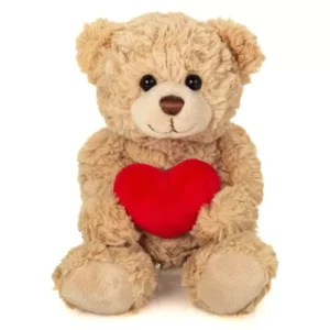 Peluche avec coeur beige 20 cm.