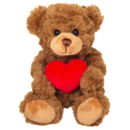 Peluche avec coeur marron 20 cm.