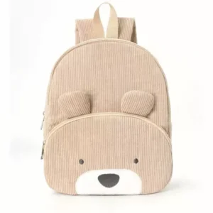 Sac à dos ourson en velours côtelé.