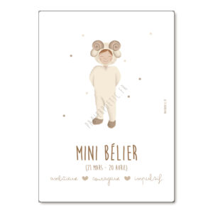 Affiche A4 astrologique “Mini Bélier”.