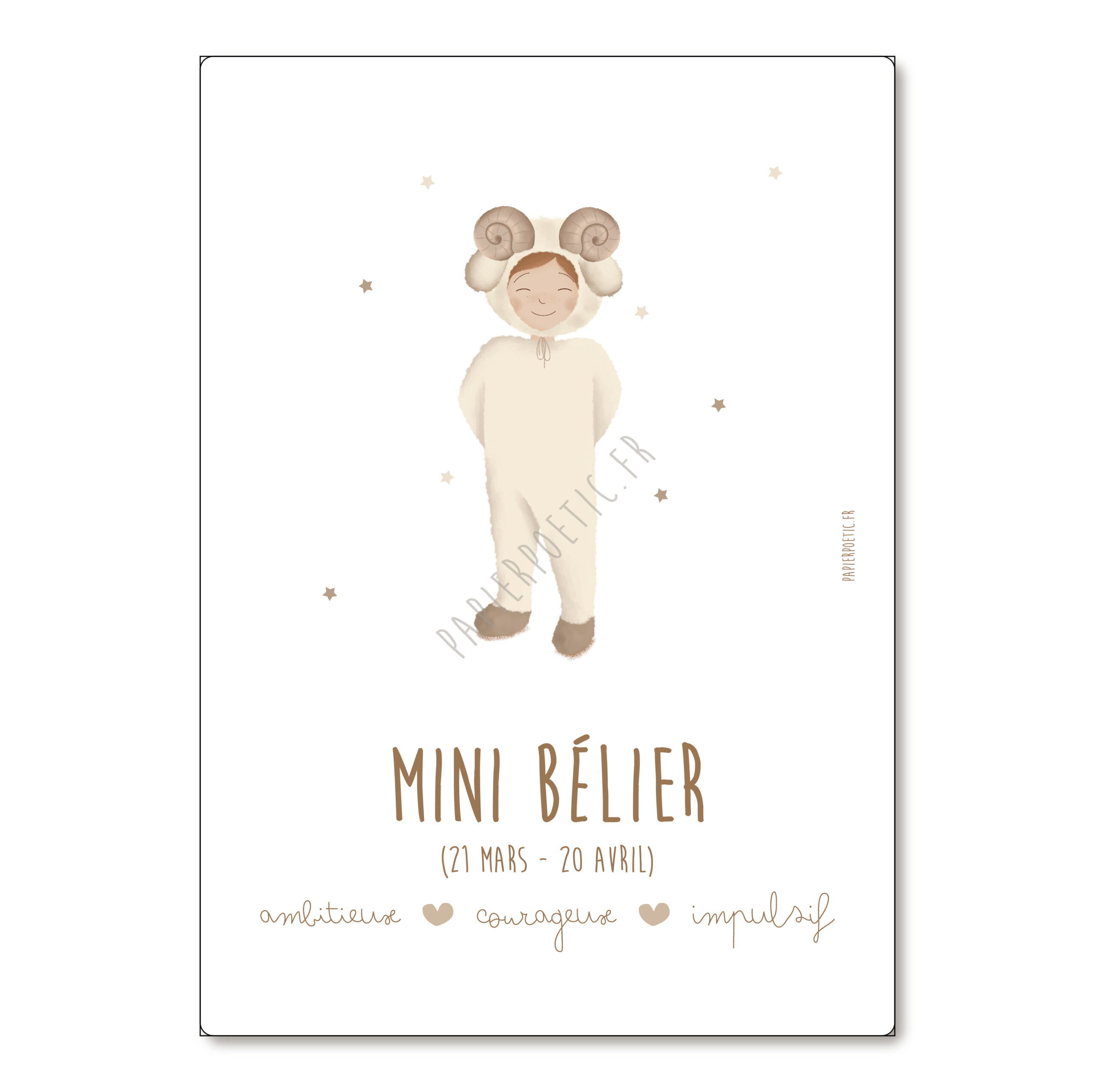 Affiche A4 astrologique “Mini Bélier”.