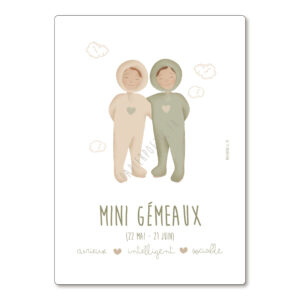 Affiche A4 astrologique “Mini Gémeaux”.