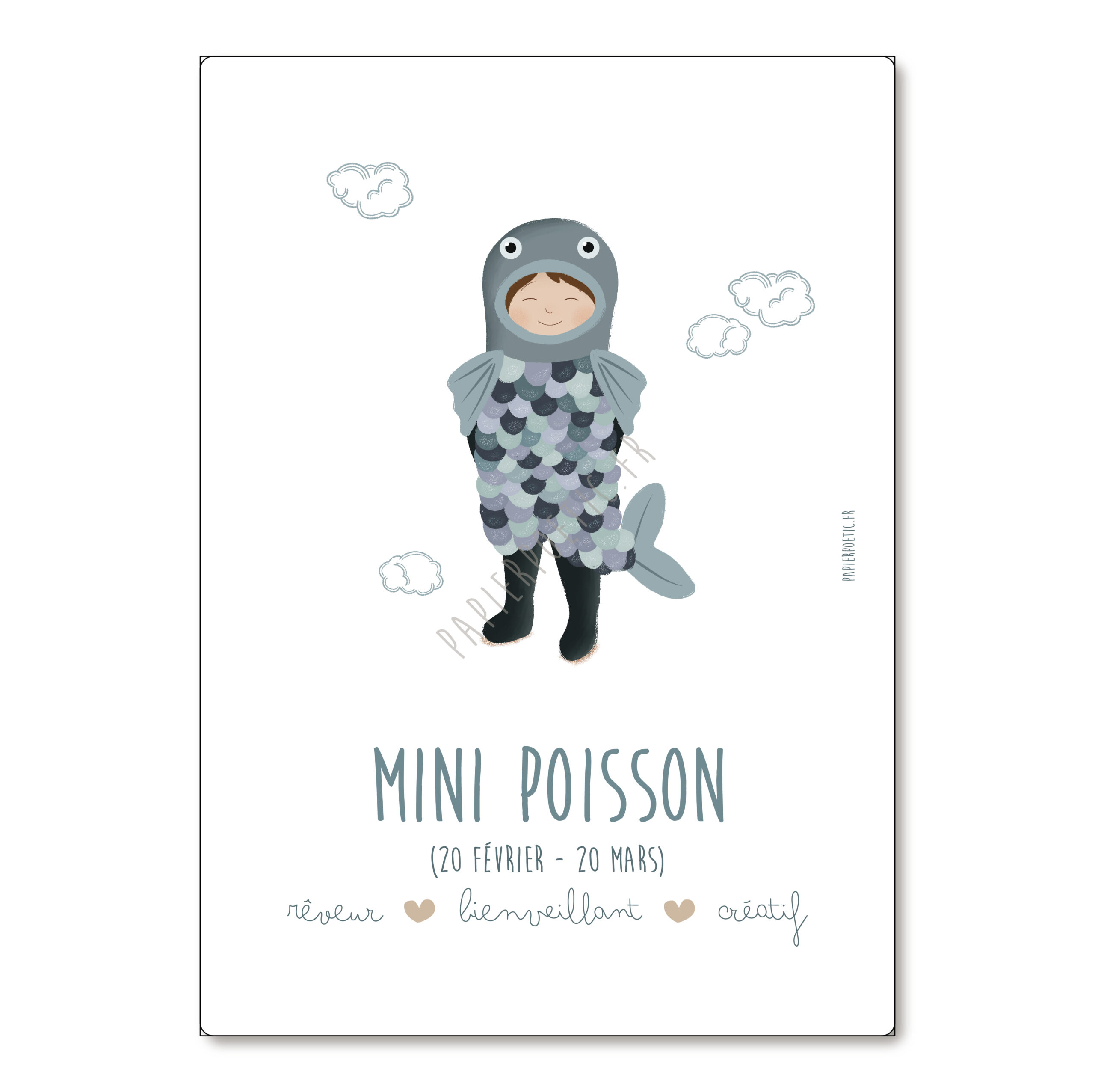 Affiche A4 astrologique “Mini Poisson”.