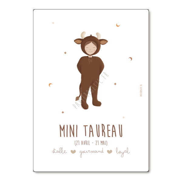 Affiche A4 astrologique “Mini Taureau”.