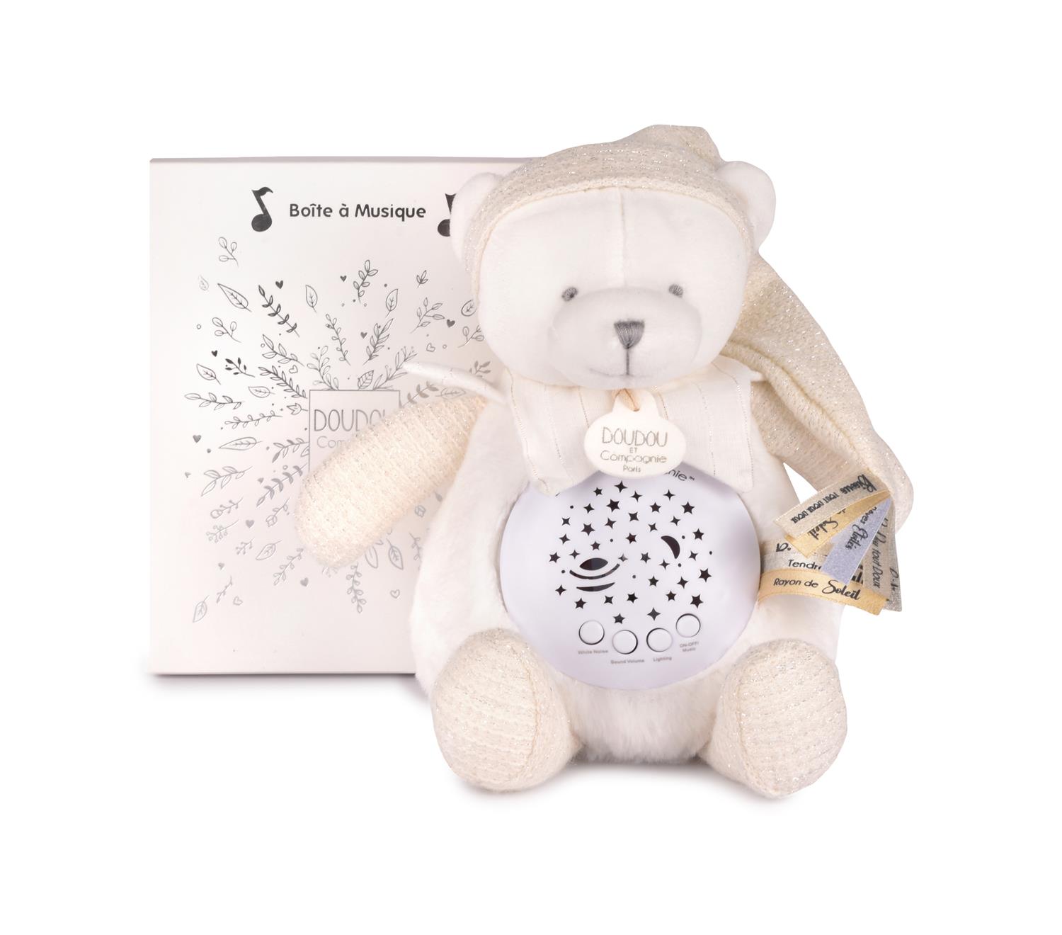 Veilleuse Musicale Ours blanc Projection d’étoiles – Doudou et compagnie.