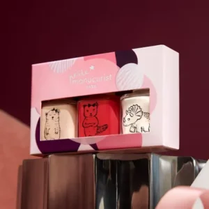 Manucurist – Vernis enfant Coffret Trio nacre rose rouge.