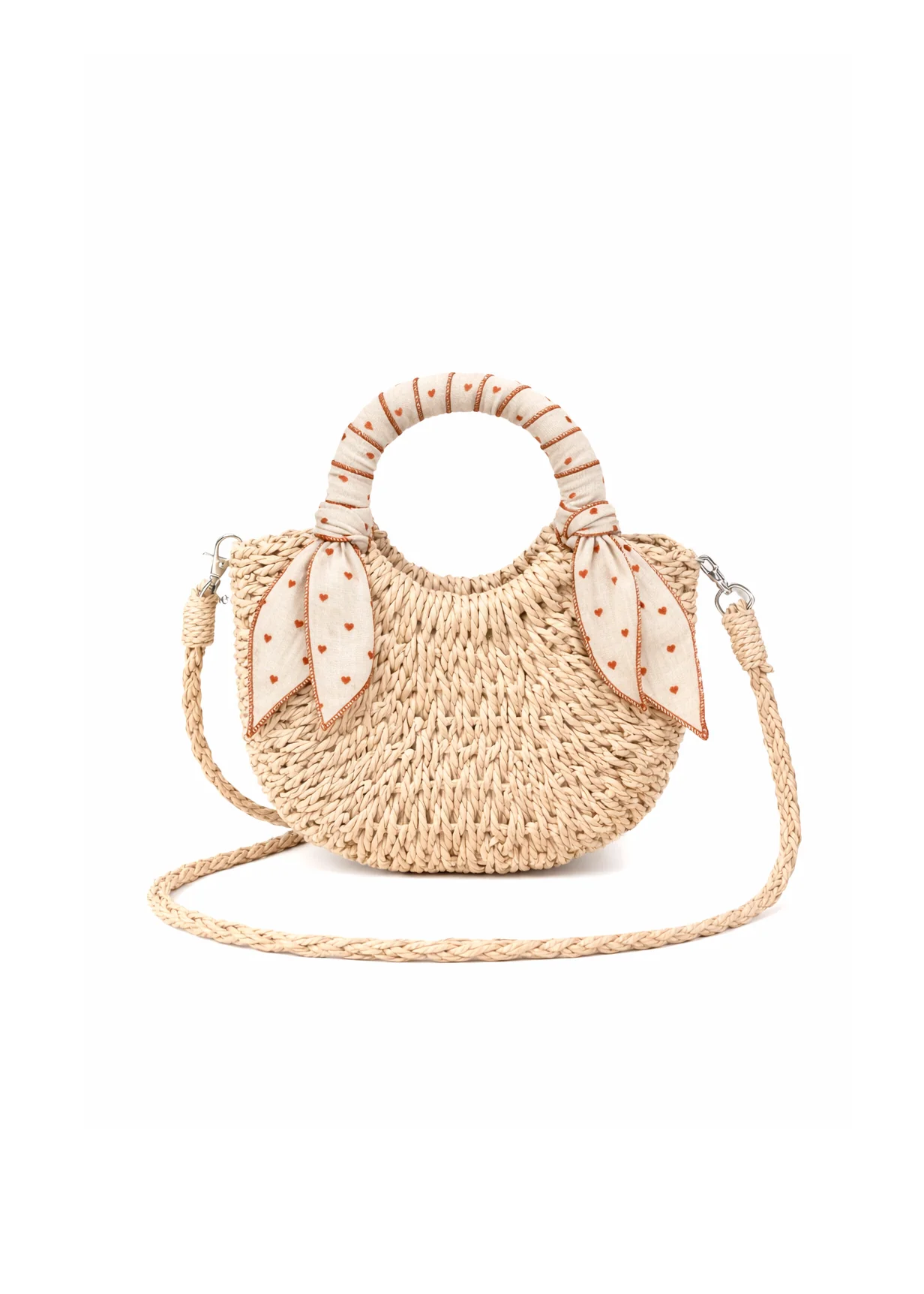 Mini Sac Paille Petit Coeur.