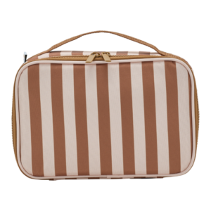 Lunch bag isotherme fond beige / rayures marron.
