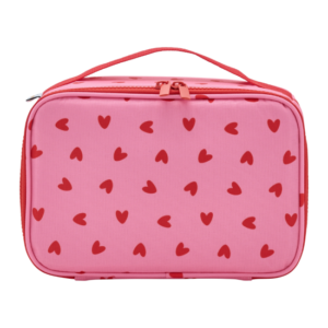 Lunch bag isotherme coeurs rouge / fond rose.