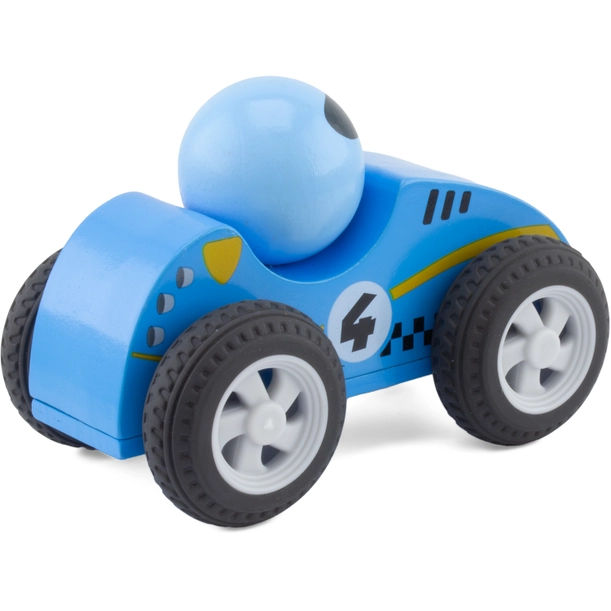 Voiture Retrofriction en BOIS : Turbo Pilote bleu. - Image 5