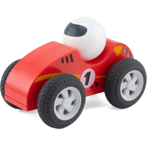 Voiture Retrofriction en BOIS : Turbo Pilote rouge.