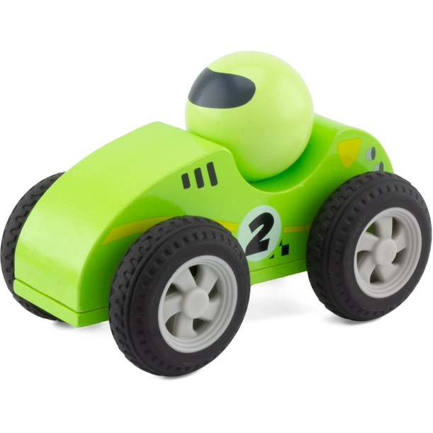 Voiture Retrofriction en BOIS : Turbo Pilote vert.