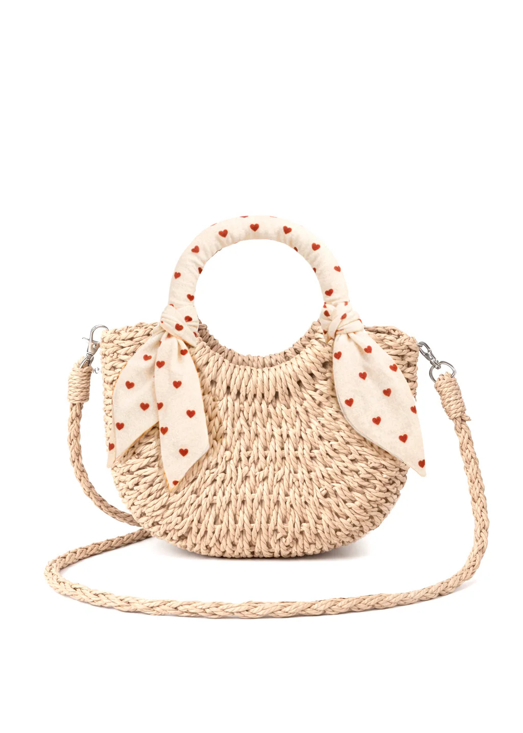 Mini Sac Paille Petit Coeur.