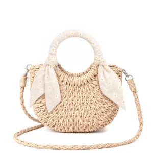 Mini Sac Paille Petits Pétales.
