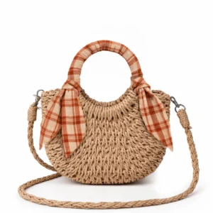 Mini Sac en Paille Vichy Miel.